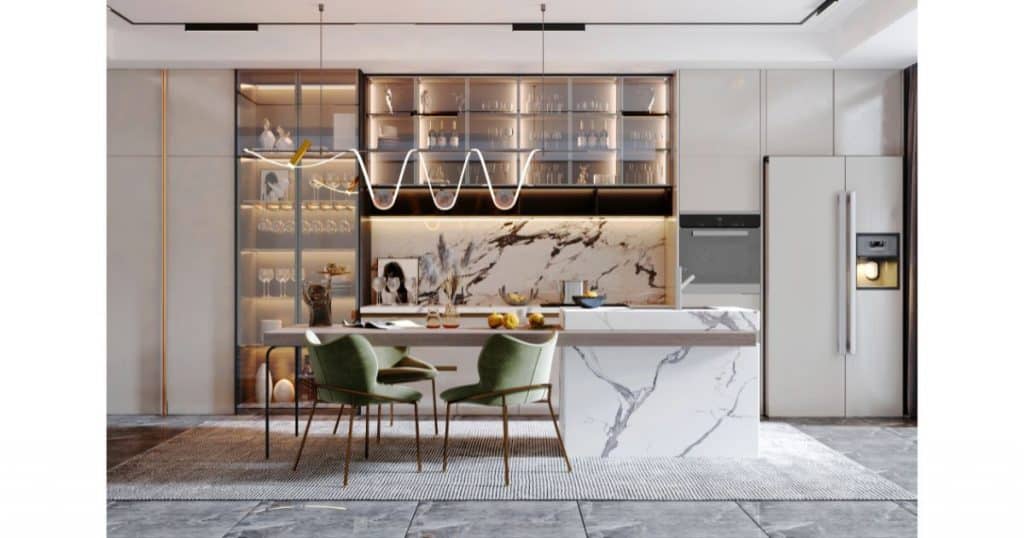 Aluminum frame kitchen cabinet doors