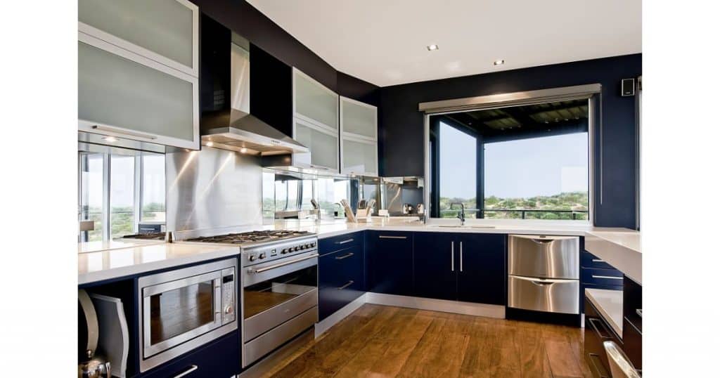 blue high gloss kitchen cabinet doors