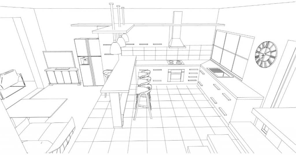 geometric design in contemporary kitchen cabinet door designs.
