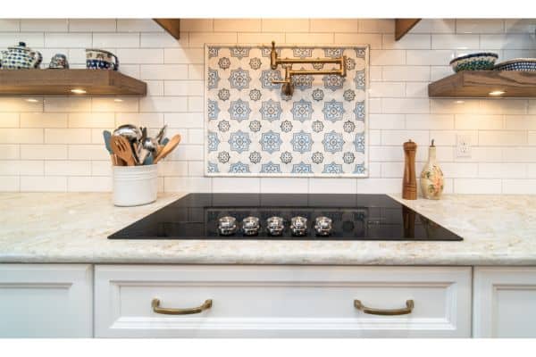 granite countertops with subway tile